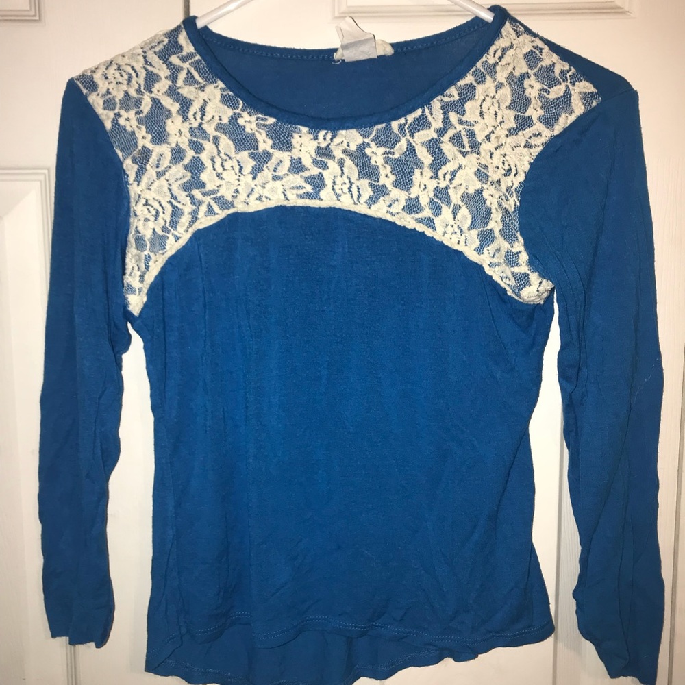 Girls blue lace dress shirt